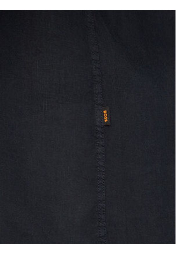 BOSS Koszula Relegant 50567579 Granatowy Regular Fit. Kolor: niebieski. Materiał: len