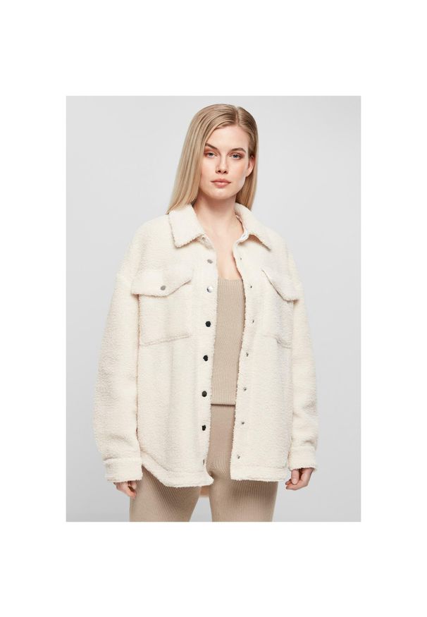 Polar z kapturem Urban Classics Sherpa. Typ kołnierza: kaptur. Kolor: biały. Materiał: polar