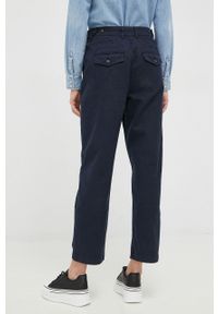 TOMMY HILFIGER - Tommy Hilfiger spodnie bawełniane kolor granatowy proste high waist. Stan: podwyższony. Kolor: niebieski. Materiał: bawełna #4