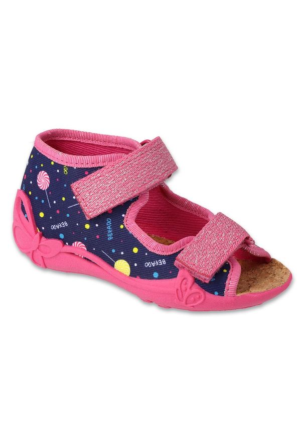 Befado obuwie dziecięce 343P002 różowe. Kolor: różowy. Materiał: bawełna, tkanina