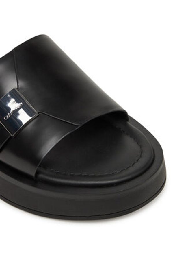 Calvin Klein Klapki Flatform Slide W/Ck Hw - Lth HW0HW02368 Czarny. Kolor: czarny. Materiał: skóra