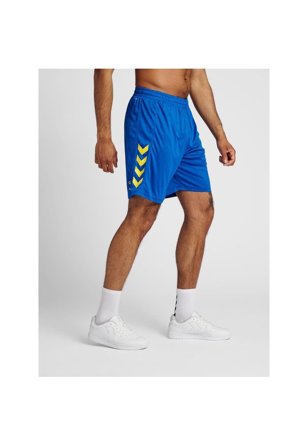 Spodenki piłkarskie męskie Hummel Core XK Poly Shorts. Kolor: niebieski, wielokolorowy, żółty. Sport: piłka nożna