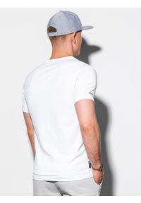 Ombre Clothing - T-shirt męski bez nadruku S1183 - biały - XXL. Typ kołnierza: dekolt w serek. Kolor: biały. Materiał: elastan, bawełna. Styl: klasyczny