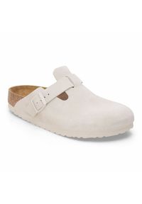 Klapki Birkenstock Boston 1024740 białe. Kolor: biały. Materiał: materiał, zamsz, welur, skóra #3