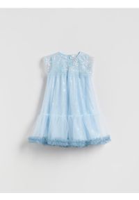 Reserved - Tiulowa sukienka z cekinami - jasnoniebieski. Kolor: niebieski. Materiał: tiul #1