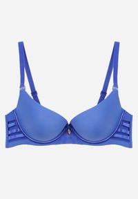 Renee - Niebieski Biustonosz Ozdobiony Wycięciami z Efektem Push-Up Violetsun. Kolor: niebieski. Rodzaj stanika: push-up. Wzór: aplikacja