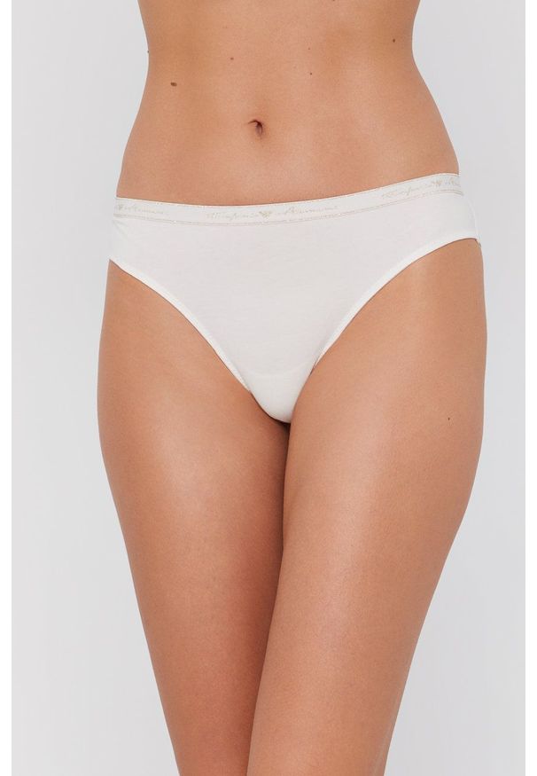 Emporio Armani Underwear Brazyliany kolor kremowy. Kolor: beżowy. Materiał: materiał, dzianina. Wzór: gładki