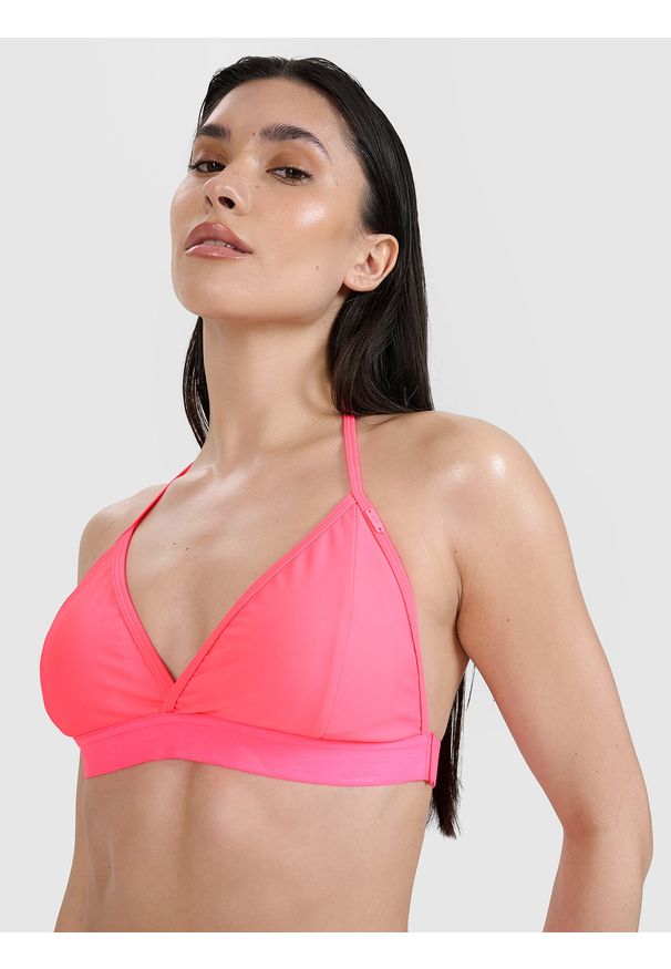 4f - 4F Góra od bikini damska - różowa XL. Kolor: różowy. Materiał: guma, włókno, syntetyk, materiał, elastan