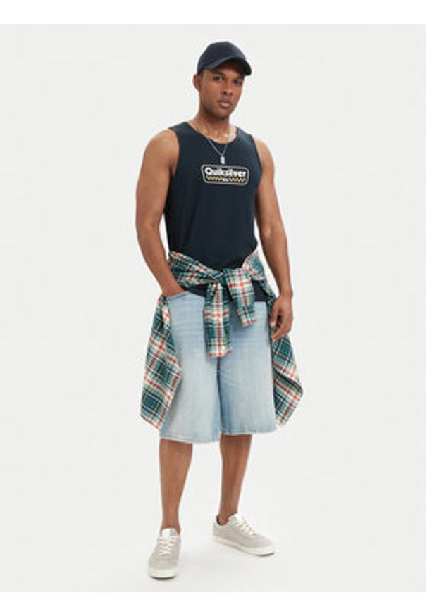 Quiksilver Tank top Starting Grid EQYZT08309 Granatowy Regular Fit. Kolor: niebieski. Materiał: bawełna
