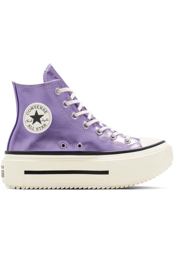 Buty sportowe Converse Chuck Taylor All Star Lift Double Stack Platform Metallic. Kolor: fioletowy. Materiał: syntetyk, materiał. Obcas: na platformie. Styl: sportowy