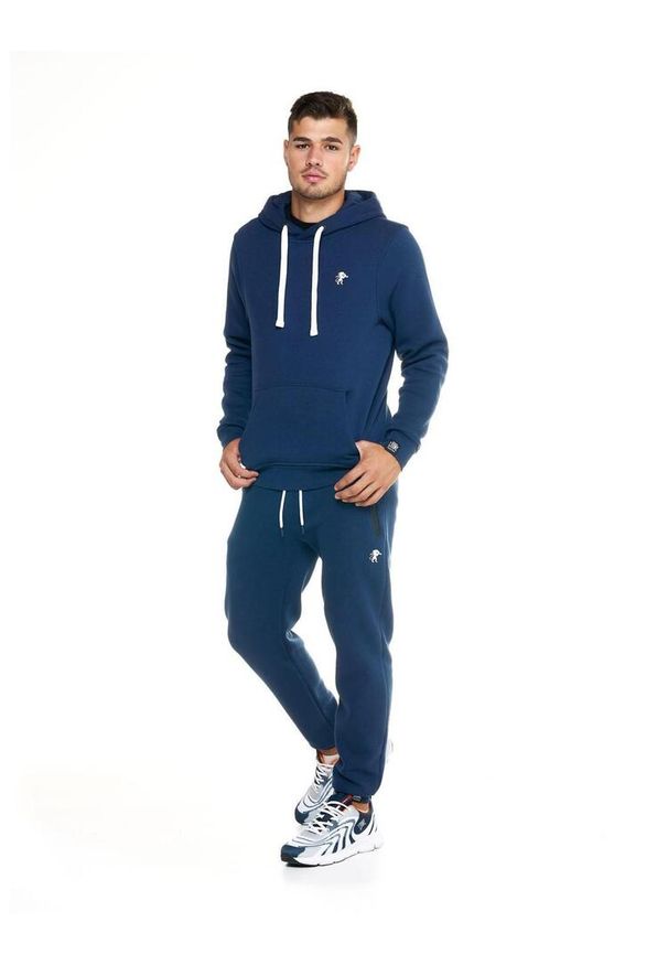 LEONE 1947 APPAREL - Męska bluza z kapturem Leone, miękka basic. Typ kołnierza: kaptur. Kolor: niebieski. Materiał: tkanina. Sport: fitness