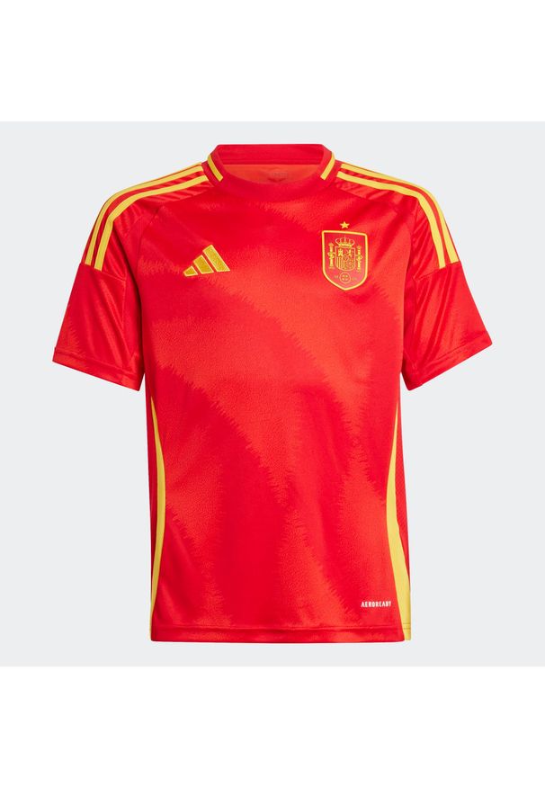 Adidas - Koszulka piłkarska dla dzieci ADIDAS Hiszpania EURO 2024 domowa. Wzór: kwiaty. Sport: piłka nożna