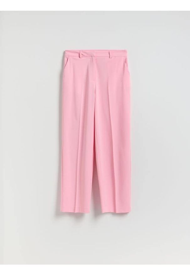 Reserved - Spodnie z wiskozą - różowy. Kolor: różowy. Materiał: wiskoza