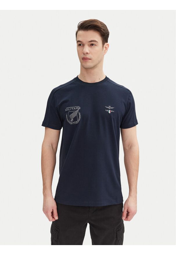 Aeronautica Militare T-Shirt 251TS2380J674 Granatowy Regular Fit. Kolor: niebieski. Materiał: bawełna