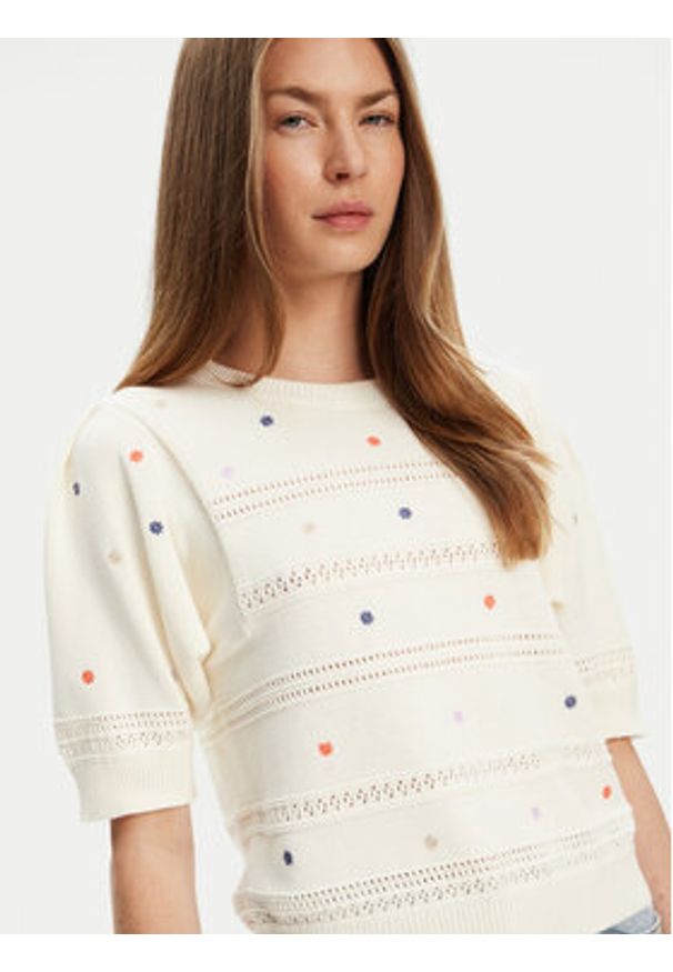 United Colors of Benetton - United Colors Of Benetton Sweter 10C1E10DO Beżowy Regular Fit. Kolor: beżowy. Materiał: bawełna