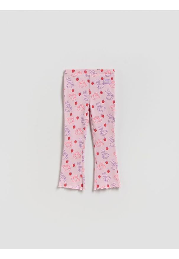 Reserved - Spodnie flare Świnka Peppa - lawendowy. Kolor: fioletowy. Materiał: bawełna