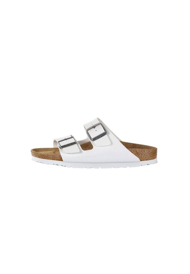 Klapki damskie Birkenstock Arizona Bf. Kolor: brązowy, biały, wielokolorowy. Materiał: syntetyk, materiał. Szerokość cholewki: normalna. Sport: turystyka piesza, pływanie, fitness
