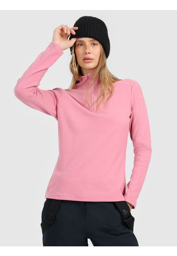 4f - 4F Bielizna termiczna polarowa (góra) damska - różowa XXL. Typ kołnierza: kołnierzyk stójkowy. Kolor: różowy. Materiał: polar. Sezon: zima. Sport: turystyka piesza