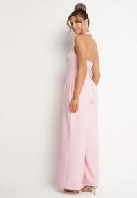 Born2be - Różowy Kombinezon Taliowany Ozdobiony Guzikami Niladwenna. Kolor: różowy. Wzór: aplikacja. Styl: elegancki #6