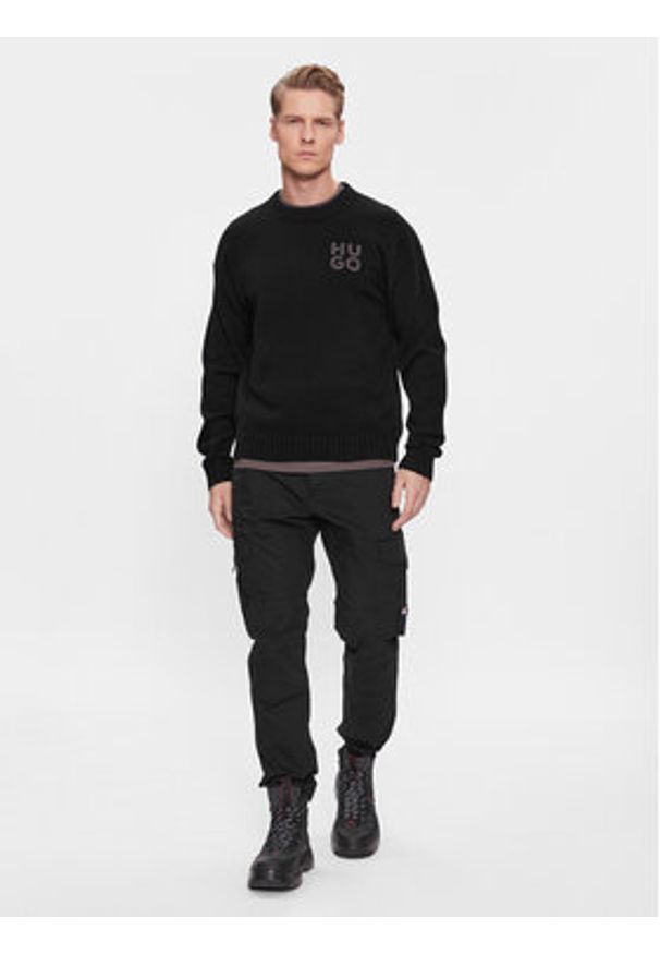 Hugo Sweter San Cassio-L 50500015 Czarny Regular Fit. Kolor: czarny. Materiał: wełna