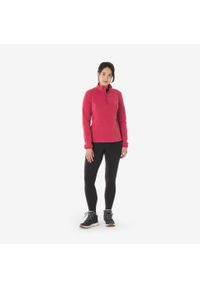 quechua - Polar turystyczny damski Quechua MH100. Typ kołnierza: kołnierzyk stójkowy. Kolor: czerwony. Materiał: materiał, poliester. Sport: wspinaczka