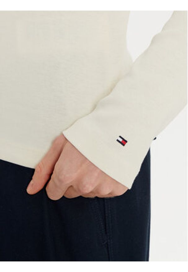 TOMMY HILFIGER - Tommy Hilfiger Polo WW0WW45308 Écru Slim Fit. Typ kołnierza: polo. Materiał: bawełna