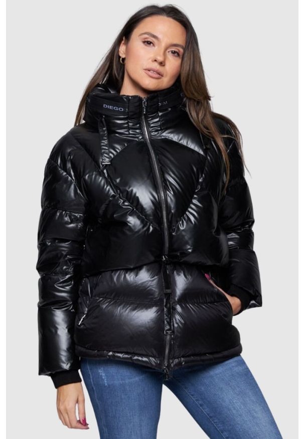 DIEGO M Czarna kurtka puchowa damska, Rozmiar 42 EU - 46 IT. Kolor: czarny. Materiał: puch