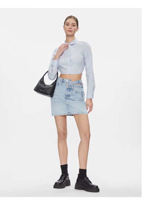 Tommy Jeans Spódnica jeansowa Mom Cut Out Wb Uh Skirt Ah7011 DW0DW17217 Niebieski Slim Fit. Kolor: niebieski. Materiał: jeans