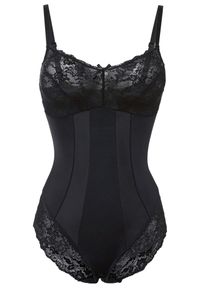 bonprix - Body shape, średni stopień modelowania sylwetki. Kolor: czarny. Materiał: materiał, koronka. Wzór: koronka #1