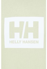 Helly Hansen t-shirt bawełniany kolor zielony z nadrukiem. Okazja: na co dzień. Kolor: zielony. Materiał: bawełna. Wzór: nadruk. Styl: casual #3