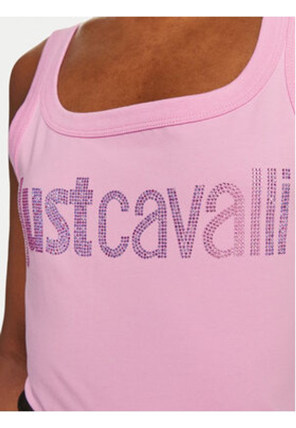 Just Cavalli Top 76PAME03 Różowy Regular Fit. Kolor: różowy. Materiał: bawełna