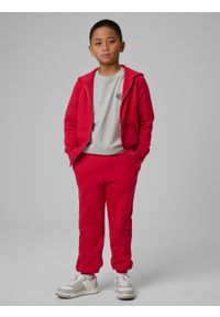 4f - 4F Bluza dresowa regular z kapturem chłopięca - czerwona 140 (9-10 lat). Okazja: na spacer, na co dzień, na uczelnię. Typ kołnierza: kaptur. Kolor: czerwony. Materiał: dresówka. Sezon: lato. Styl: casual, klasyczny #2