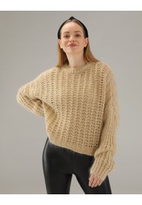 Unisono - SWETER Z MOHEREM 64-M20041 BEIGE. Materiał: moher