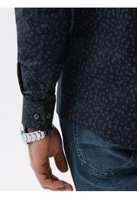 Ombre Clothing - Koszula męska z długim rękawem REGULAR FIT - czarna K599 - XXL. Okazja: na co dzień. Kolor: czarny. Materiał: elastan, poliester, bawełna. Długość rękawa: długi rękaw. Długość: długie. Styl: casual