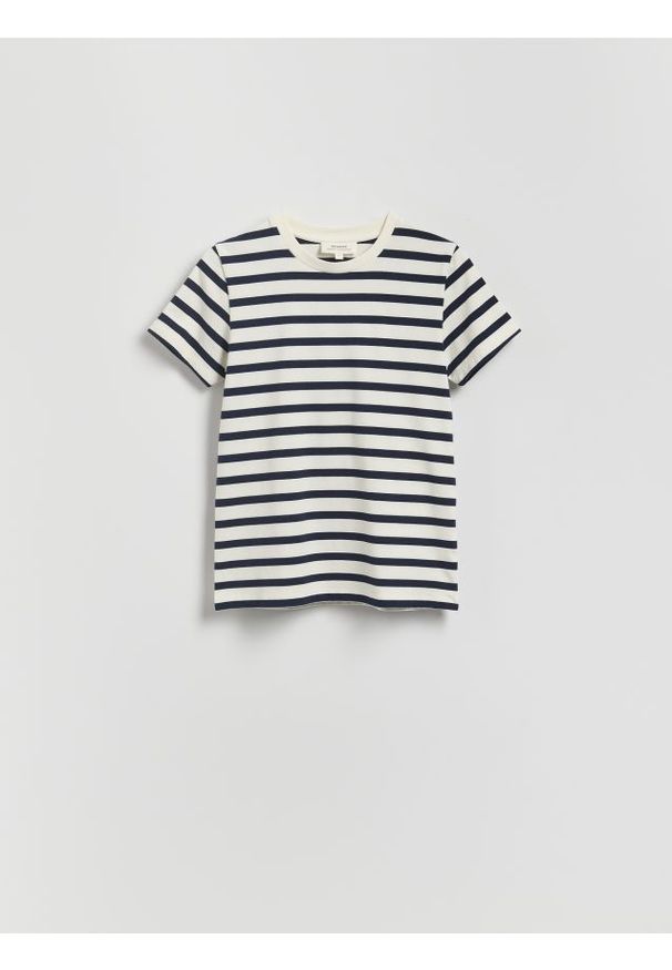 Reserved - T-shirt regular w paski - wielobarwny. Materiał: dzianina, bawełna. Wzór: paski