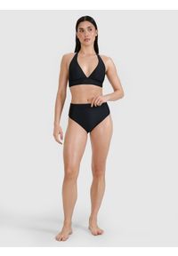 4f - 4F Dół od bikini damski - czarny M. Stan: podwyższony. Kolor: czarny. Materiał: materiał, syntetyk, elastan