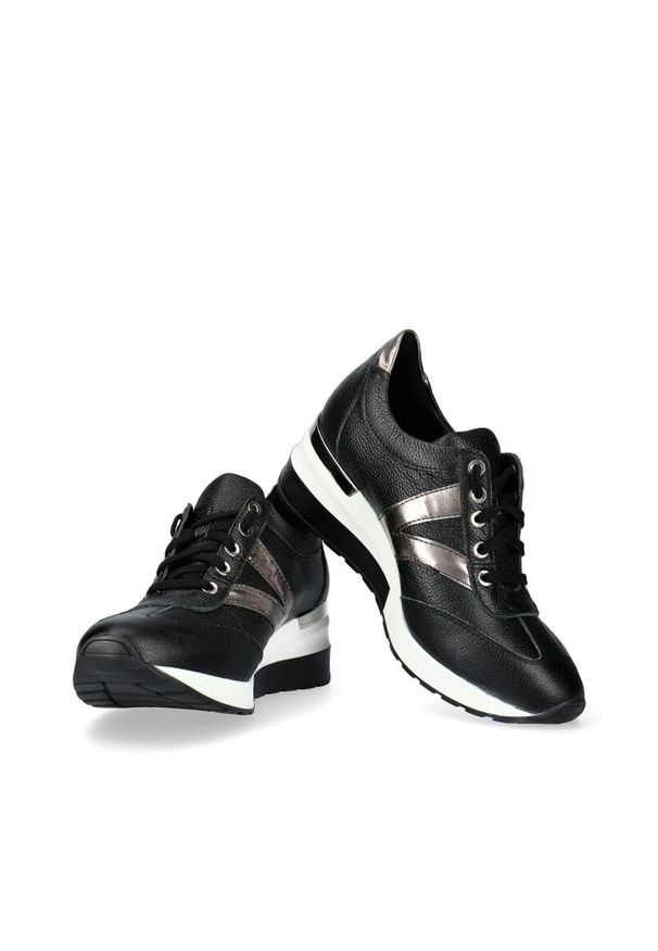 Arturo Vicci - Sneakersy czarne. Okazja: na co dzień. Kolor: czarny. Materiał: skóra, guma