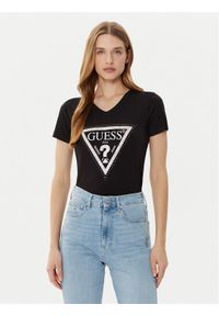 Guess T-Shirt W5RI21 J1314 Czarny Regular Fit. Kolor: czarny. Materiał: bawełna