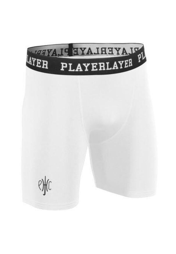 POWERLAYER - Elastyczne szorty dla chłopców PlayerLayer - Komfort i Styl. Kolor: biały. Materiał: lycra, nylon. Długość: krótkie. Sezon: lato. Styl: sportowy