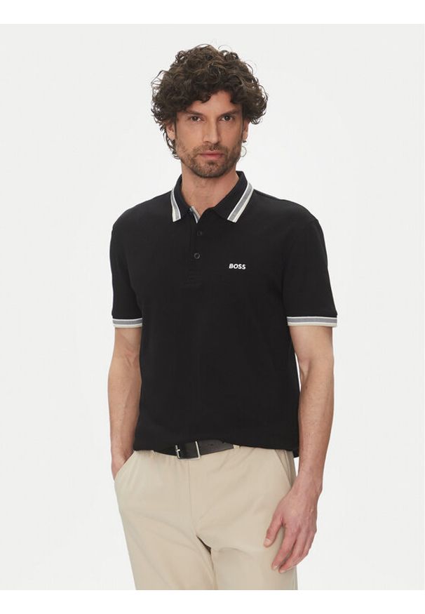 BOSS Polo Paddy 50469055 Czarny Regular Fit. Typ kołnierza: polo. Kolor: czarny. Materiał: bawełna