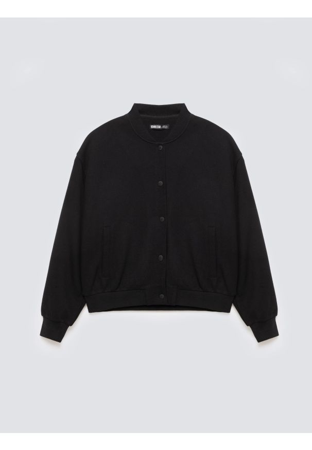 Big-Star - Bluza damska bomber czarna Pixelina 906. Okazja: na co dzień. Kolor: czarny. Materiał: dzianina, skóra. Styl: casual, sportowy, klasyczny, elegancki