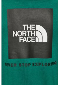 The North Face - Bluza bawełniana. Okazja: na co dzień. Typ kołnierza: kaptur. Kolor: zielony. Materiał: bawełna. Wzór: nadruk. Styl: casual #4