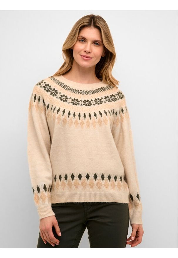 Cream Sweter Crcherry Knit 10610568 Beżowy Loose Fit. Kolor: beżowy. Materiał: syntetyk