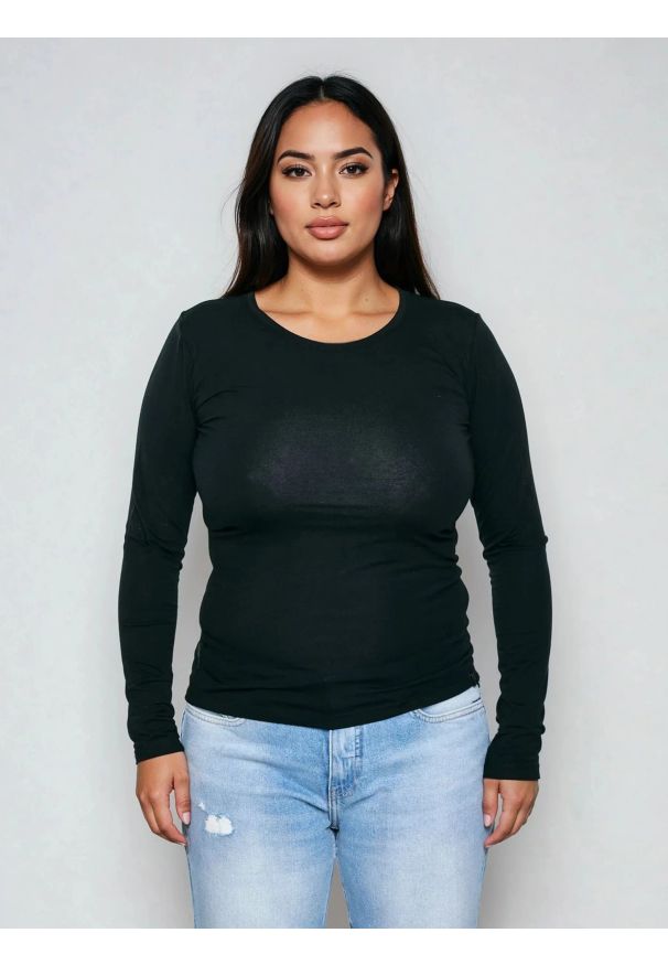 Big-Star - Bluzka damska z bawełny supima czarna Supiclassicala 906. Kolor: czarny. Materiał: bawełna
