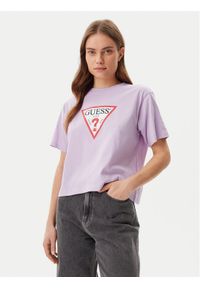 Guess Jeans T-Shirt W4YI73 K8HM0 Fioletowy Boxy Fit. Kolor: fioletowy. Materiał: bawełna #1