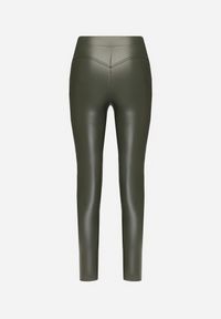 Born2be - Ciemnozielone Legginsy z Ekoskóry Ocieplane z Efektem Push-Up Labrisa. Okazja: na co dzień. Stan: podwyższony. Kolor: zielony. Materiał: materiał. Styl: elegancki, casual #7