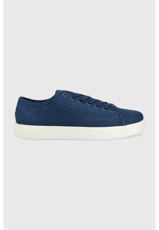 TOMMY HILFIGER - Tommy Hilfiger tenisówki męskie. Nosek buta: okrągły. Zapięcie: sznurówki. Kolor: niebieski. Materiał: guma