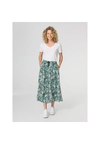Spódnica midi damska TBS Janiejup. Kolor: zielony, biały, wielokolorowy. Styl: elegancki