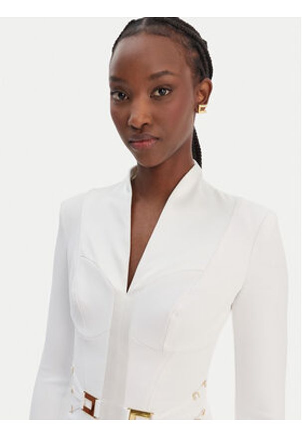 Elisabetta Franchi Sukienka koktajlowa AB-869-61E2-V520 Biały Regular Fit. Kolor: biały. Materiał: syntetyk. Styl: wizytowy