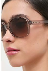 Armani Exchange okulary przeciwsłoneczne damskie kolor beżowy. Kształt: prostokątne. Kolor: beżowy #1
